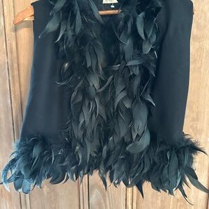 Saks Fifth Avenue Black Vest with Feather Detail